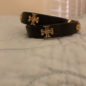 Tory Burch Leather wrap bracelet-Black